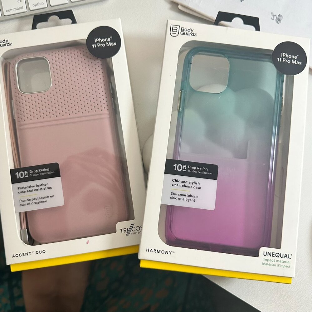 New Bodyguardz iphone 11 Pro Max Cases (Two) Harmony Unicorn and Pink Leather